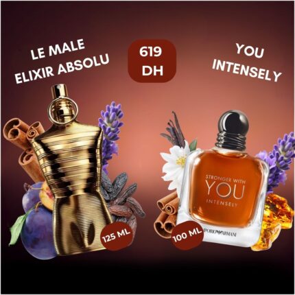 Pack Parfum Homme – Stronger With You Intensely (100 ml) + Le Male Elixir Absolu (125 ml)